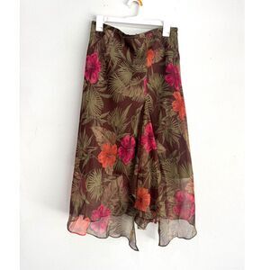 La Boutique skirt VTG Y2K asymmetric tropical grunge floral fairy summer women14